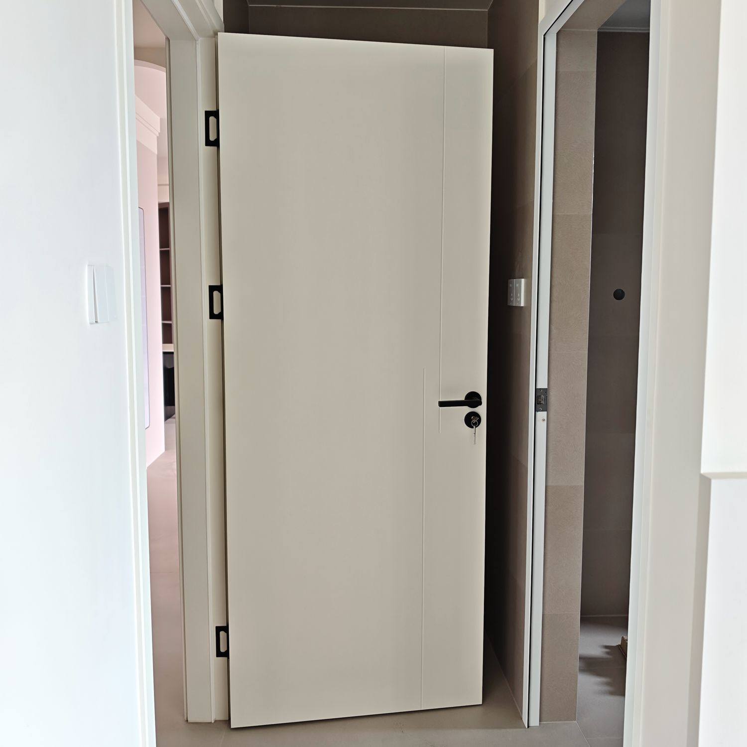 武汉定制房门白色平板卧室门室内门单手柄免漆木门家用定制门