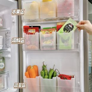 拍1发6 冰箱内侧门收纳盒分格保鲜盒食物蔬菜葱姜蒜储物盒Xw