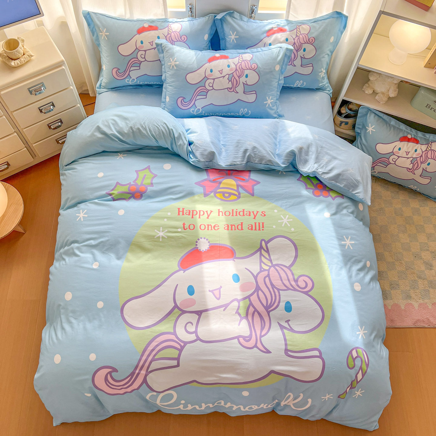 卡通玉桂狗纯棉四件套可爱纯棉床上用品学生宿舍三件套床单人被套