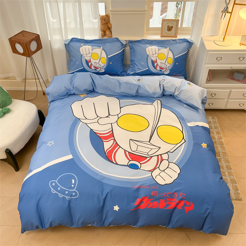 奥特曼纯棉床上四件套全棉被套男孩卡通儿童可爱学生床单人三件套
