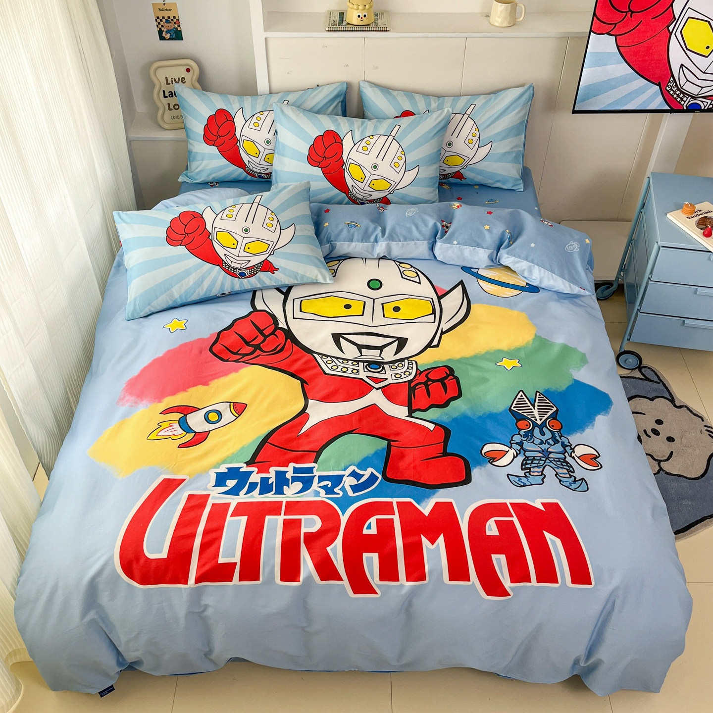 奥特曼儿童四件套全棉男孩床上用品超人100纯棉被套床单人三件套