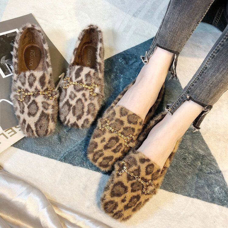 秋冬外穿加绒豆豆棉鞋大码女鞋41mdash43豹纹厚底毛毛鞋小码31323,女鞋,乐福鞋（豆豆鞋）,淘宝优惠券,粉丝福利购,淘宝优惠卷