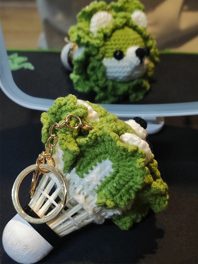 毛线钩针菜狗羽毛球挂件手工编织diy材料包自制包挂钥匙扣送闺蜜