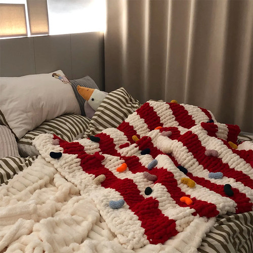 手工编织超大比比多味豆盖毯diy材料包简易上手编毯子圣诞节礼物