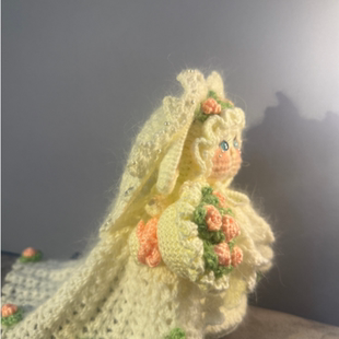 拿手捧花的绝美婚纱奶糖兔玩偶送好友结婚礼物手工自制diy材料包