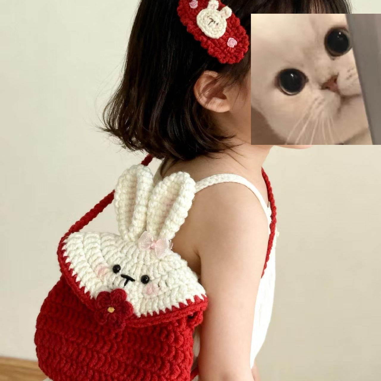 毛线钩织可爱宝宝兔兔单肩包diy材料包手工编织自制零钱包送礼物