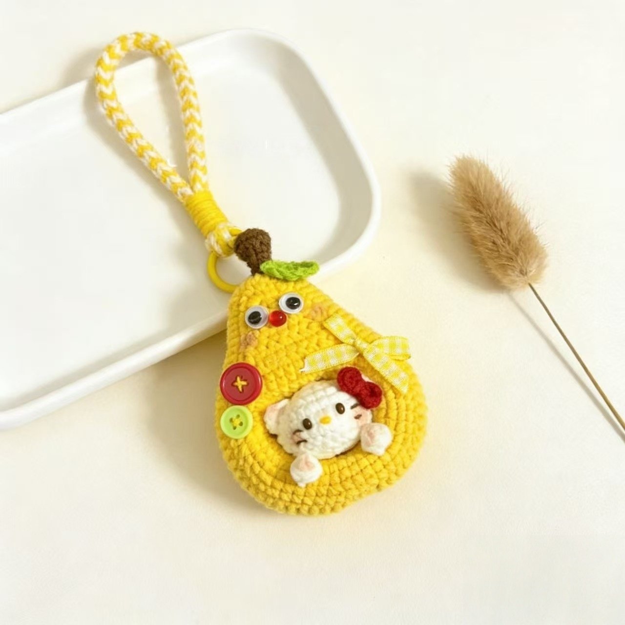 顺顺利利kt挂件自制diy材料包鸭梨包挂送好友美好祝福钥匙扣礼物,服饰配件/皮带/帽子/围巾,DIY编织材料包,淘宝优惠券,粉丝福利购,淘宝优惠卷