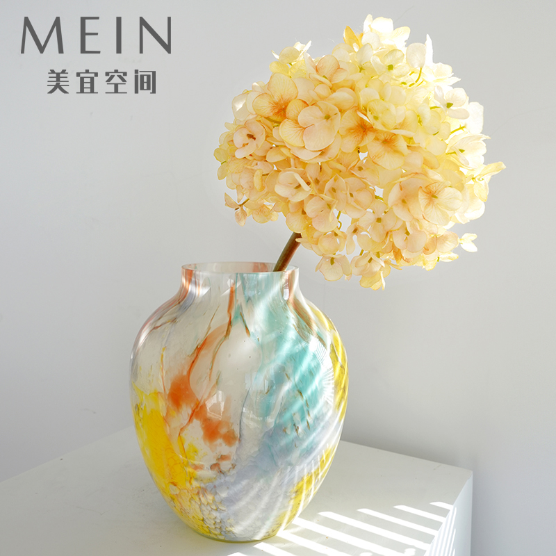 中古手工玻璃复古渐变琉璃花瓶