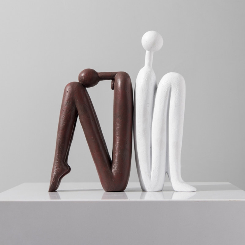 现代抽象北欧风圆头人抽象酒店样板间客厅玄关装饰摆件书档工艺品