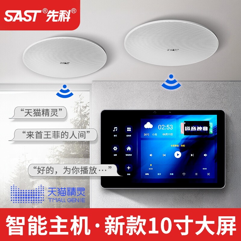 先科B10智能AI家庭影院音响客厅吊吸顶音箱背景音乐功放主机套装