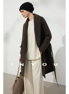 因由【01/16 am10:00上新】轻量感95白鹅绒浴袍系带中长款羽绒服