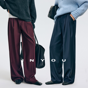 裤 压褶老钱风澳毛百搭配腰带微阔腿西装 女 高品质直筒休闲裤 因由