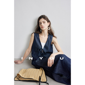 套装 a字半身裙时髦感显瘦牛仔亚麻时尚 女 极简气质背心马甲 因由