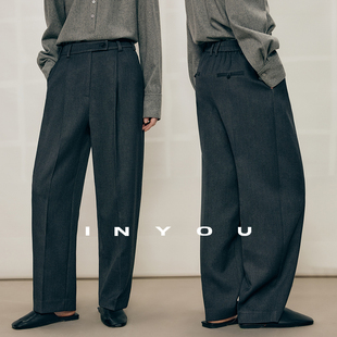 裤 休闲高腰收脚立裁压褶九分西装 女 老钱微锥显瘦秋冬新款 因由