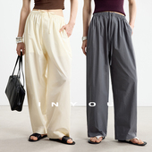 極简松紧腰透气弧形阔腿休闲纸袋长裤 因由 am10 00上新