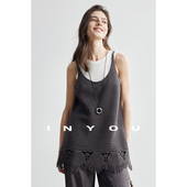 極简无袖 因由 时髦镂空罩衫 针织上衣编织感流苏慵懒宽松显瘦马甲