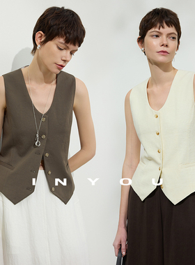 因由【02/02 am10:00上新】老钱气质水滴领可调节短款纯色马甲女