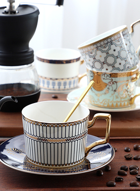 咖啡杯碟套装高档精致英式下午茶茶具骨瓷杯碟勺套装陶瓷轻奢