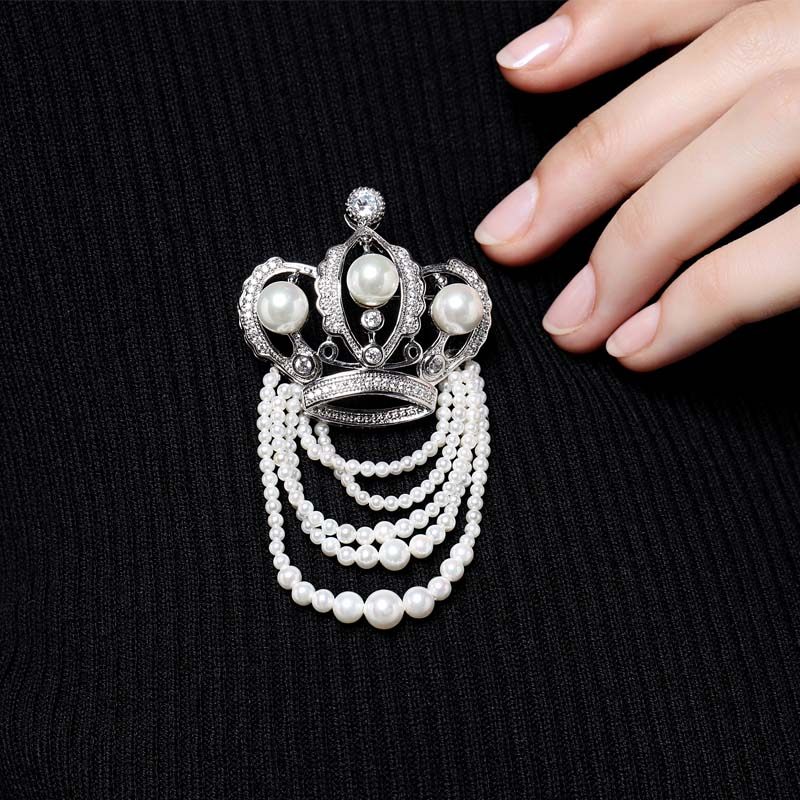 法国月光时尚欧美百搭水钻优雅皇冠胸针胸花衬衫配饰宴会party女