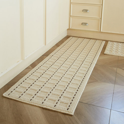 法式奶油风厨房地垫防滑长条地毯