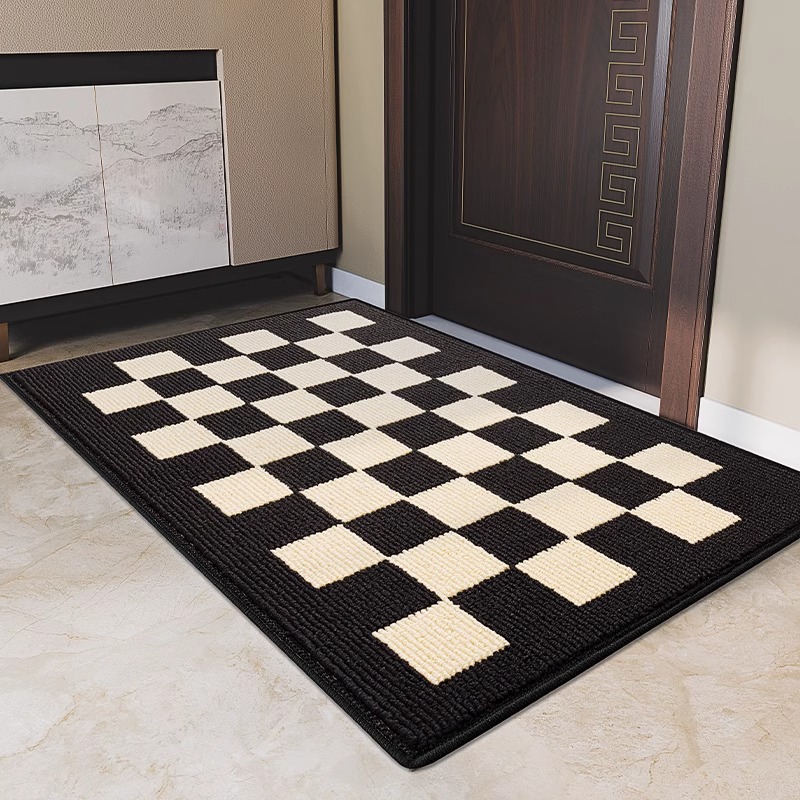 棋盘格入户地垫进门门垫高级感家用脚垫玄关防滑垫子大门门口地毯