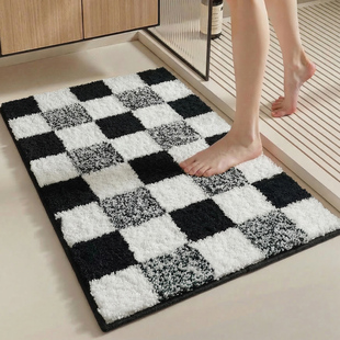 棋盘格地垫浴室门口吸水防滑垫加厚卫生间脚垫厕所洗手间卫浴地毯