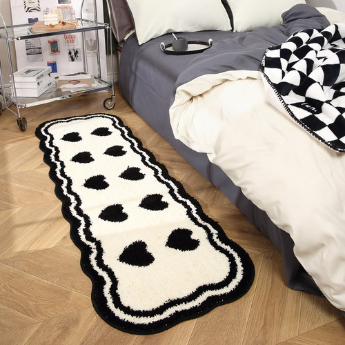 奶油风地毯加厚植绒卧室床边毯