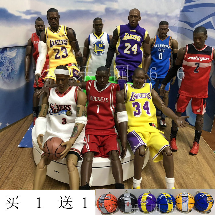 1/9詹姆斯库里麦迪科比手办 杜兰特哈登人偶 威少乔丹nba模型摆件