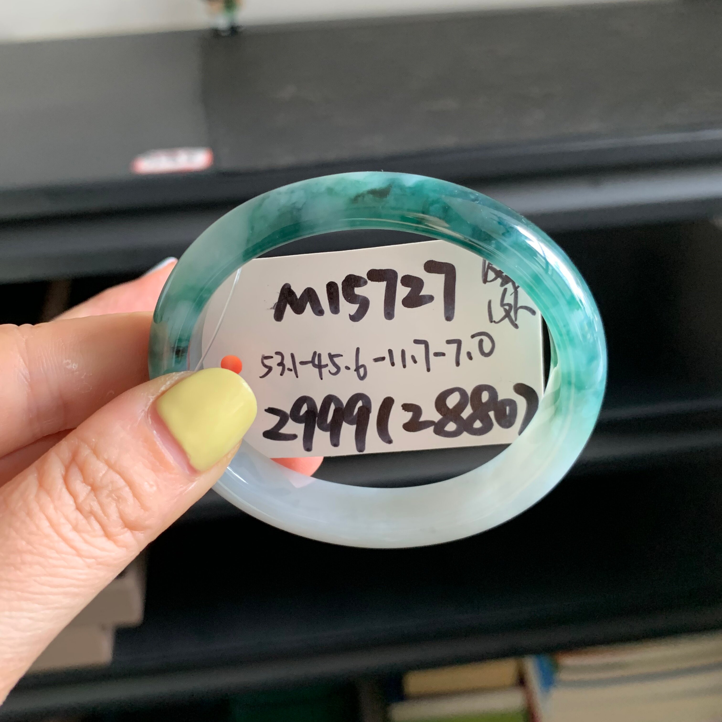毛毛的翠/M 15727/天然飘花贵妃翡翠手镯/53.1-45.6/2999