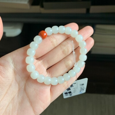 毛毛的翠//M 12602/和田玉白玉老型珠手串/1000