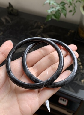 毛毛的翠/M 9711/天然乌鸡翡翠叮当镯一对/59.4 59.8/490