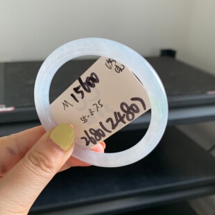 毛毛的翠/M 15600/天然淡粉紫翡翠圆条手镯/55/2680