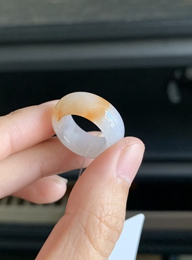 毛毛的翠/M 12073//天然特色桔黄翡翠戒圈//170