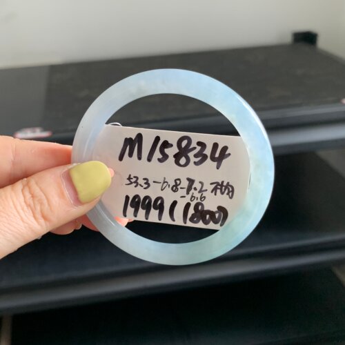 毛毛的翠/M 15834/天然蓝紫翡翠圆条手镯/53.3/1999