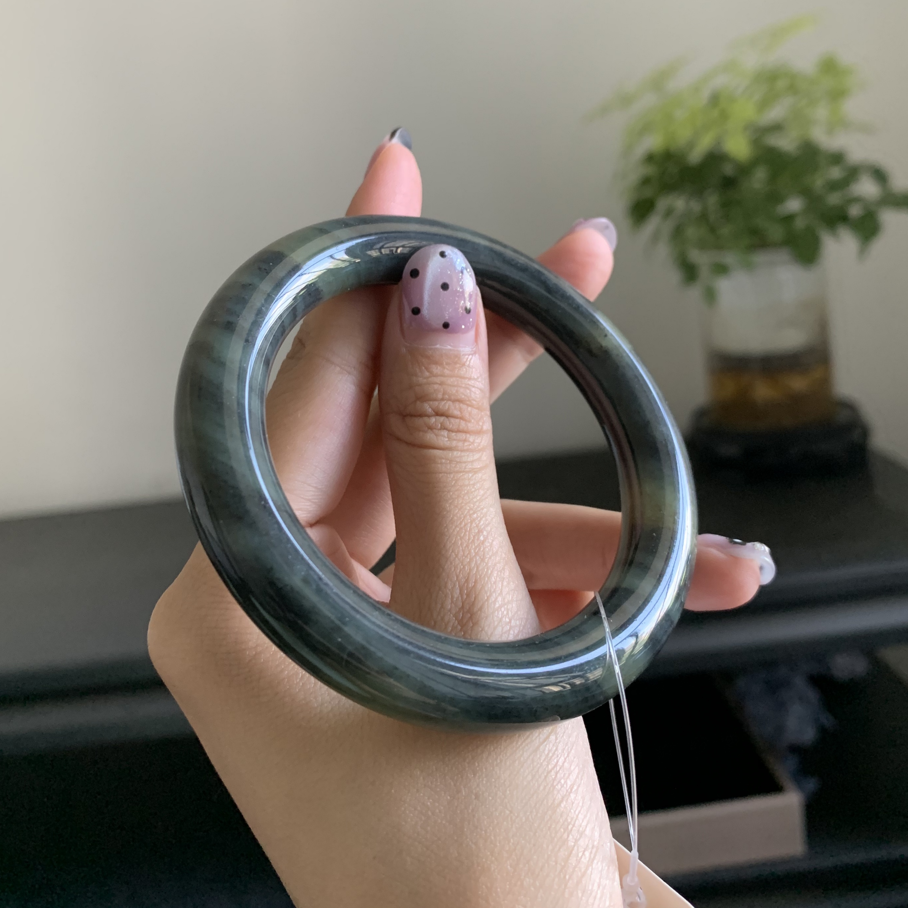 毛毛的翠/M 10374 /和田青花圆条手镯/56.2//580