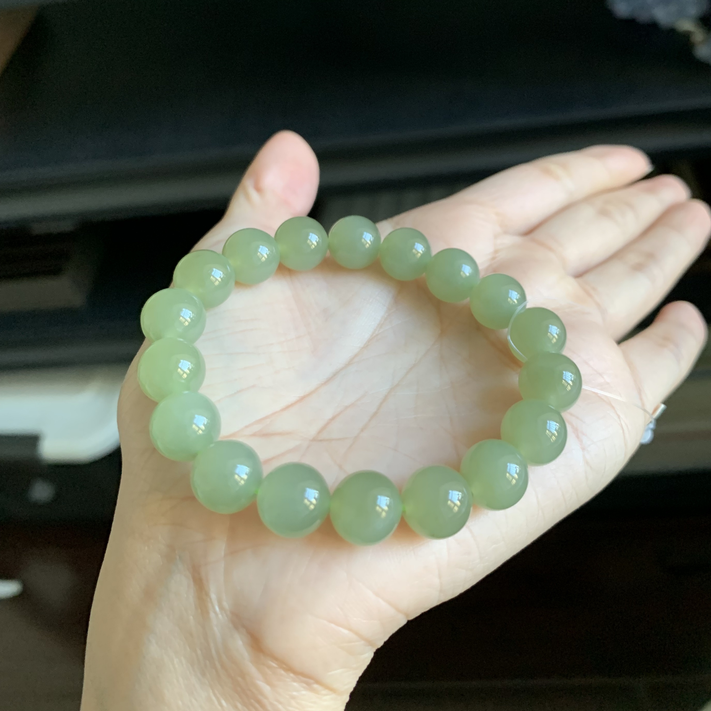 毛毛的翠/M 11586/和田玉青玉手串//230