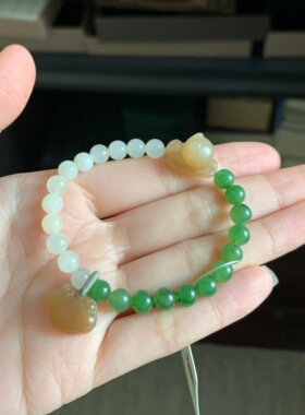 毛毛的翠//M 13278/和田玉碧玉青花糖玉组合手串/230