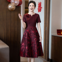 高端喜婆婆婚礼服裙新款夏季喜妈妈婚宴旗袍年轻气质高级感连衣裙