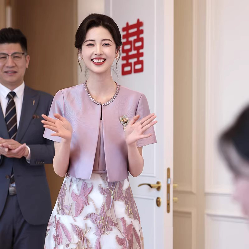 妈妈婚宴礼服年轻气质喜婆婆结婚套装连衣裙高级感日常可穿夏季图片