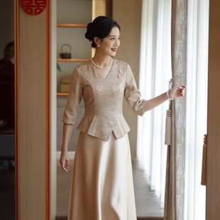 婚礼妈妈婚宴礼服高贵气质喜婆婆婚宴装结婚宴会丈母娘喜服连衣裙