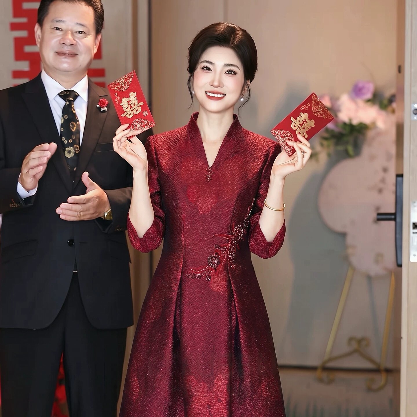 结婚喜婆婆喜服优雅大方妈妈婚宴礼服旗袍高端大气上档次2026新款