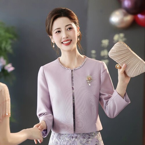 2026装新款结婚订婚年轻喜婆婆宴会礼服女高贵妈妈装两件套连衣裙