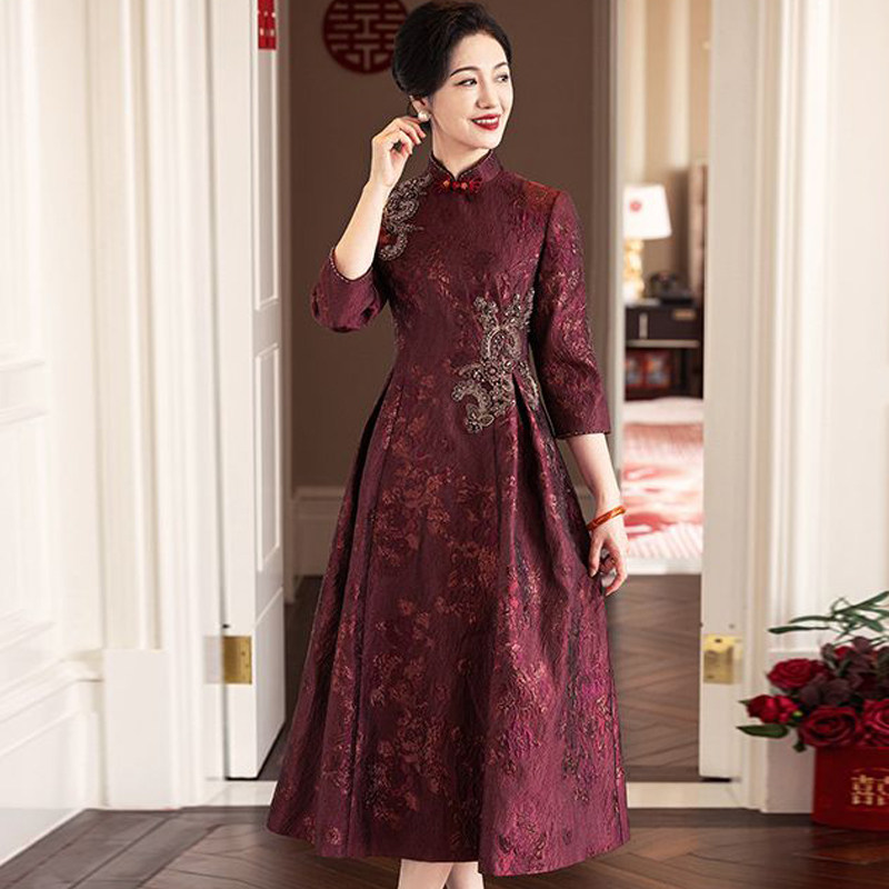高端喜婆婆新中式旗袍婚宴礼服图片