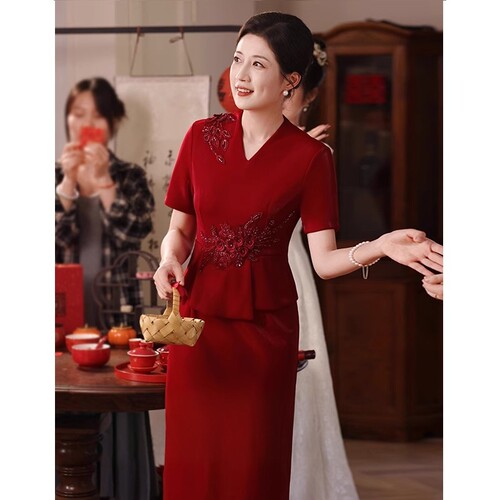 喜婆婆婚宴装2026新款春款高贵婚礼礼服妈妈婚宴结婚衣服订婚高端