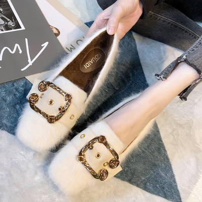 2025秋冬季新款豆豆鞋女外穿加绒