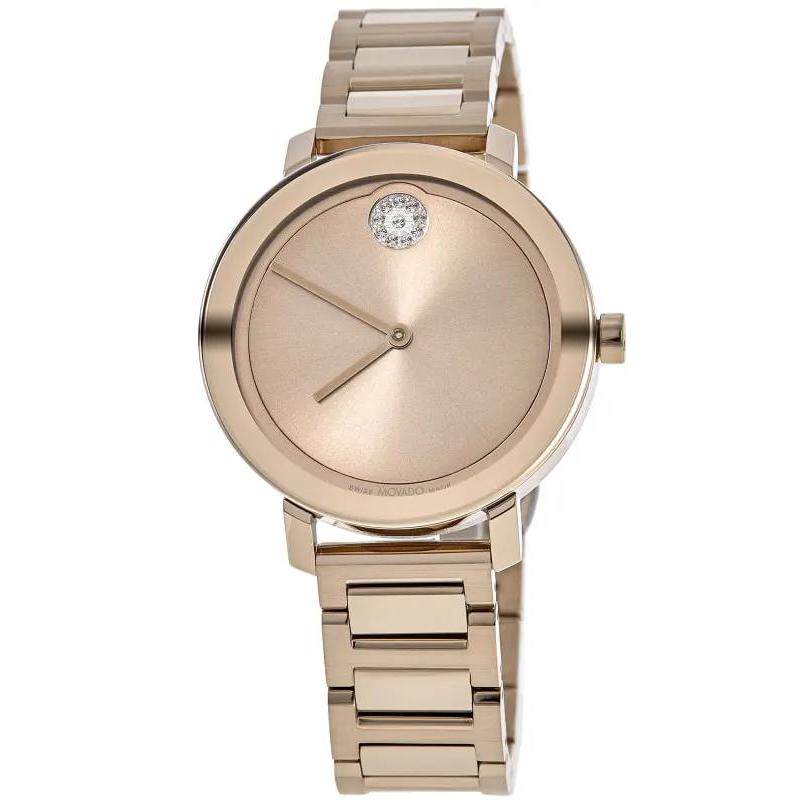 海外代购Movado/摩凡陀女士瑞士腕表精准计时矿物玻璃玫瑰金钢带