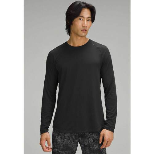 代购lululemon露露乐蒙男士运动长袖透气速干贴身弹性黑色圆领