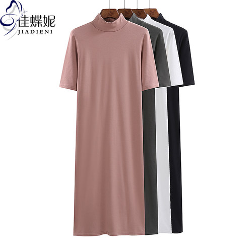 春秋季纯棉连衣裙加长款中领