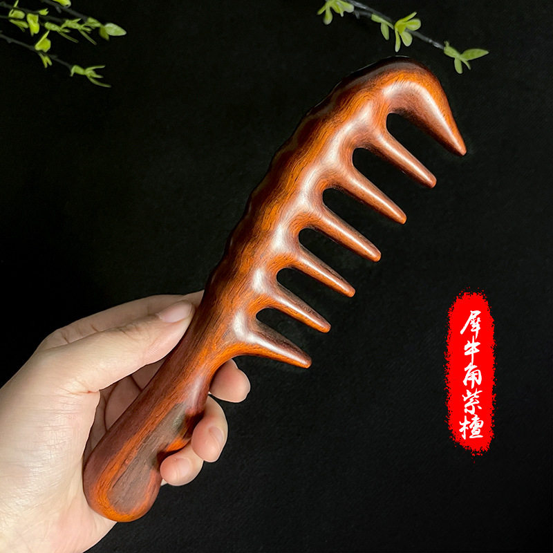 按梳子头部经络梳檀木女士专用家用长发大齿木梳子加厚宽齿头疗