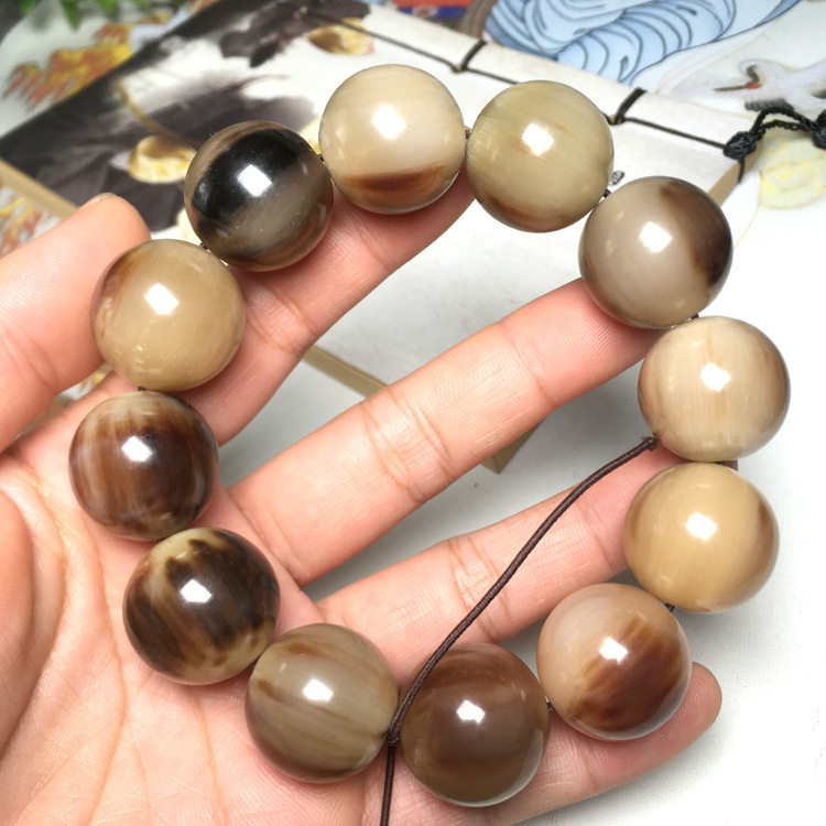 厂家天然牦牛角圆珠珠手串男女士手串牛角手串骨质佛珠圆珠批